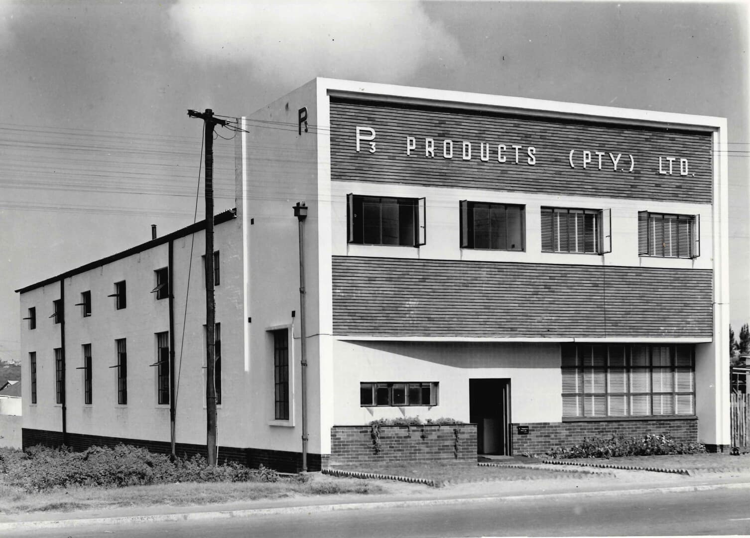 P3 Products Ltd. Durban 1957, the first South African manufacturing factory of P3 Products, now known as Henkel.