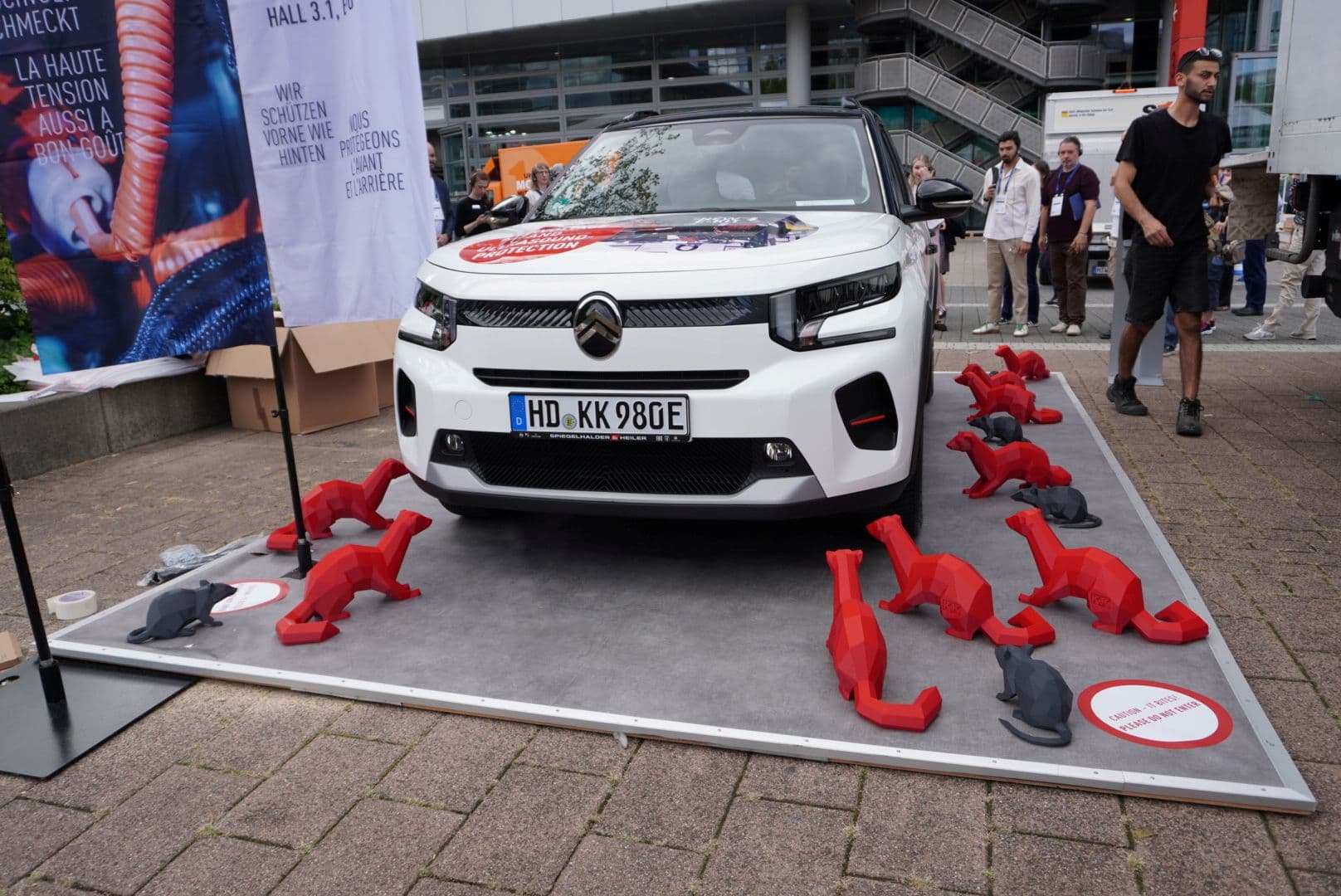 A striking outdoor display for K&K Handelsgesellschaft's Marten Defense System at Automechanika Frankfurt 2026.