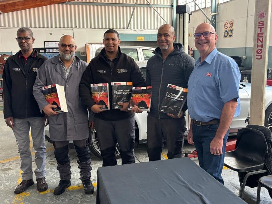 From left: Campus Manager Mr Ramahlape and lecturers Mr Baden Mr Peters and Mr Salie with MIWA PIeter Niemand